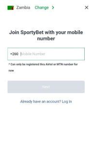 Sportybet Zambia guide: registration and login Sporty Bet website.